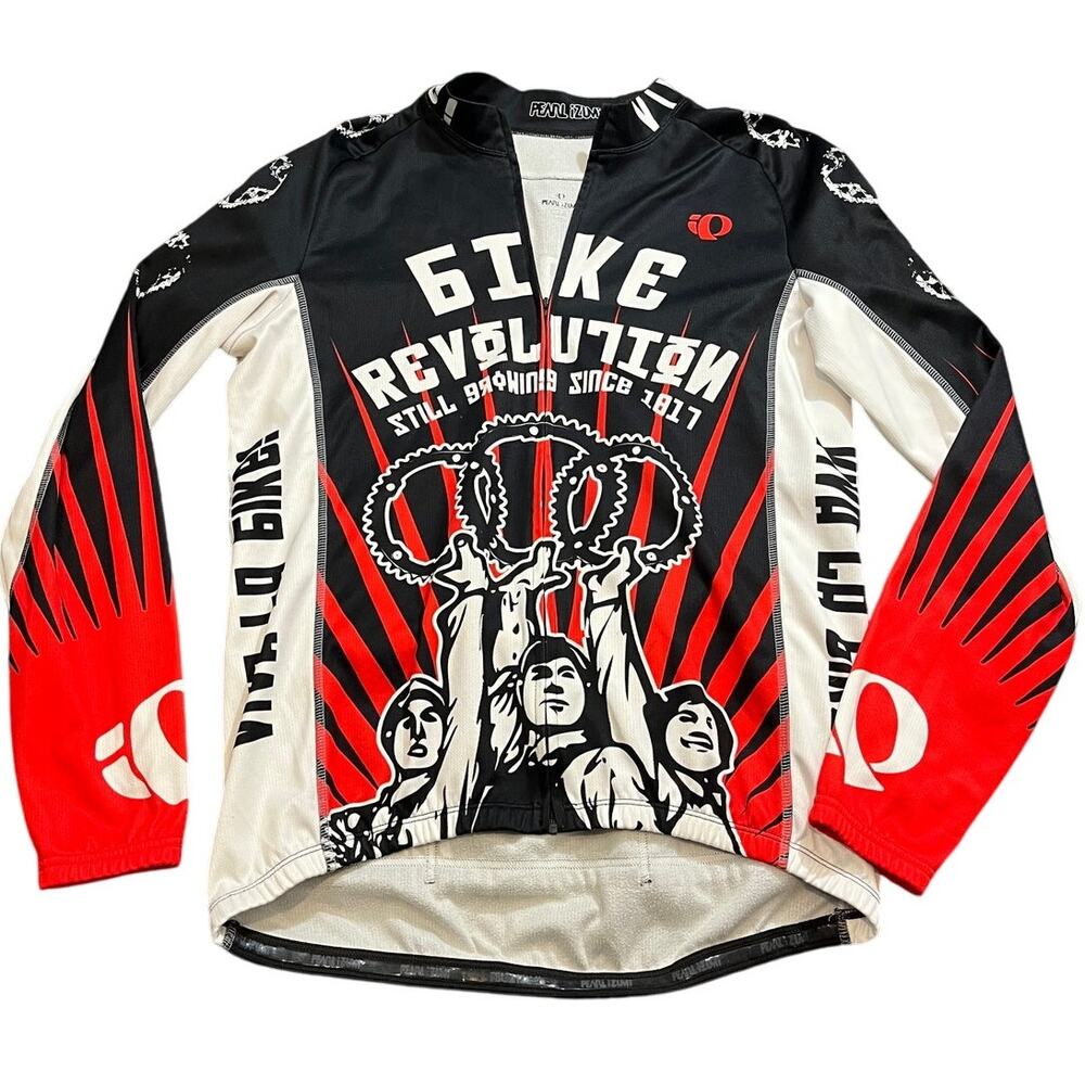 Pearl Izumi Men Large Cycling Jersey‎ Bike Revolution Full Zip Long Sleeve Red